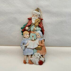 Vintage Porcelain Santa and Carolers Ornament